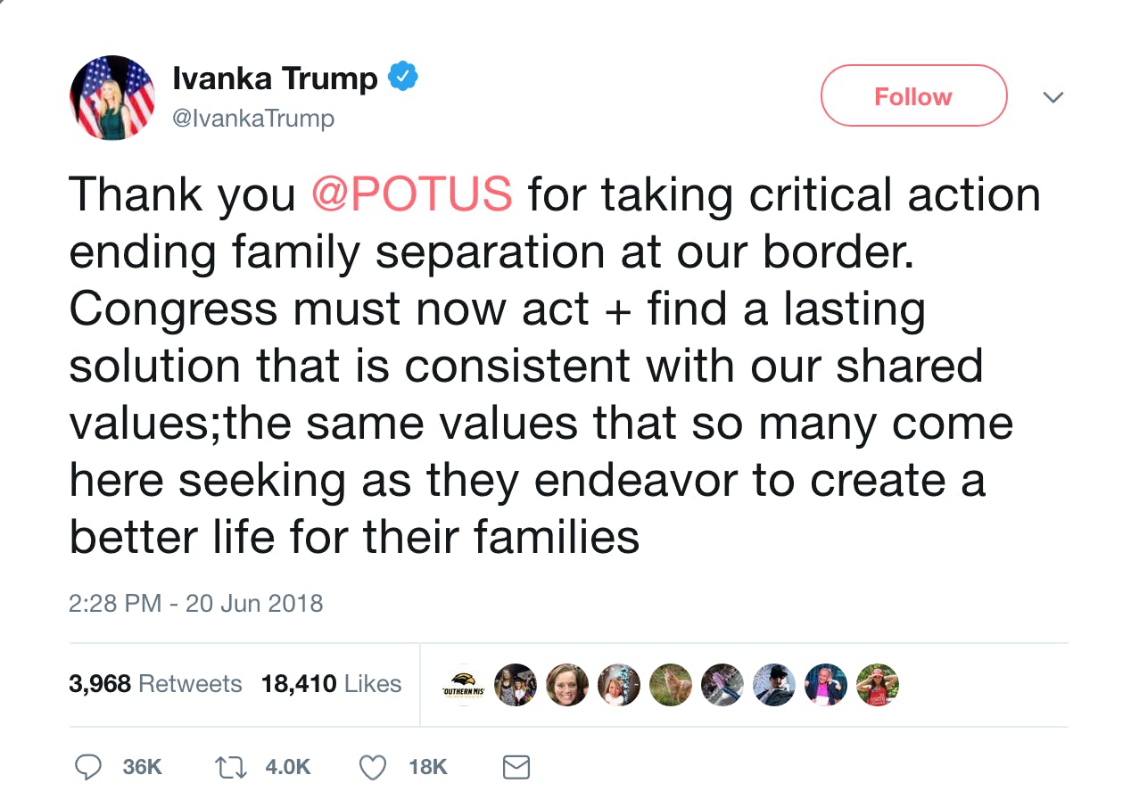 Ivanka Trump breaks silence on family separation policy