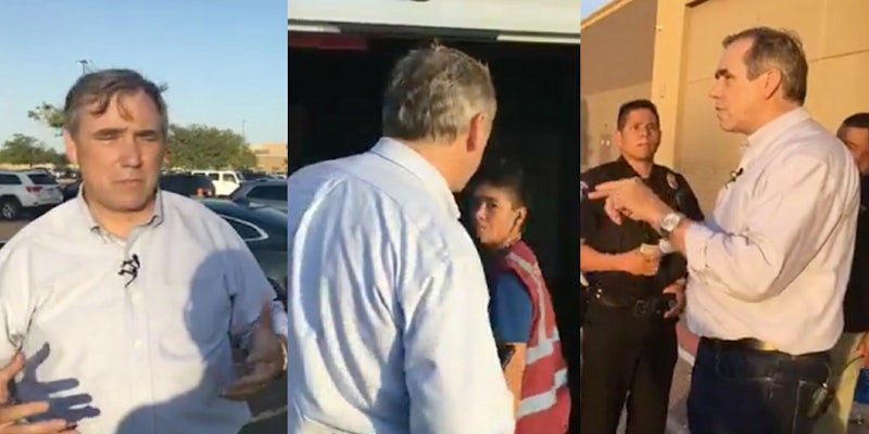 Sen. Jeff Merkley visits an immigrant children shelter in Brownsville, Texas, and is denied entry.
