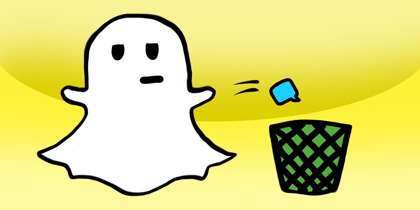 Snapchat ghost throwing away message.