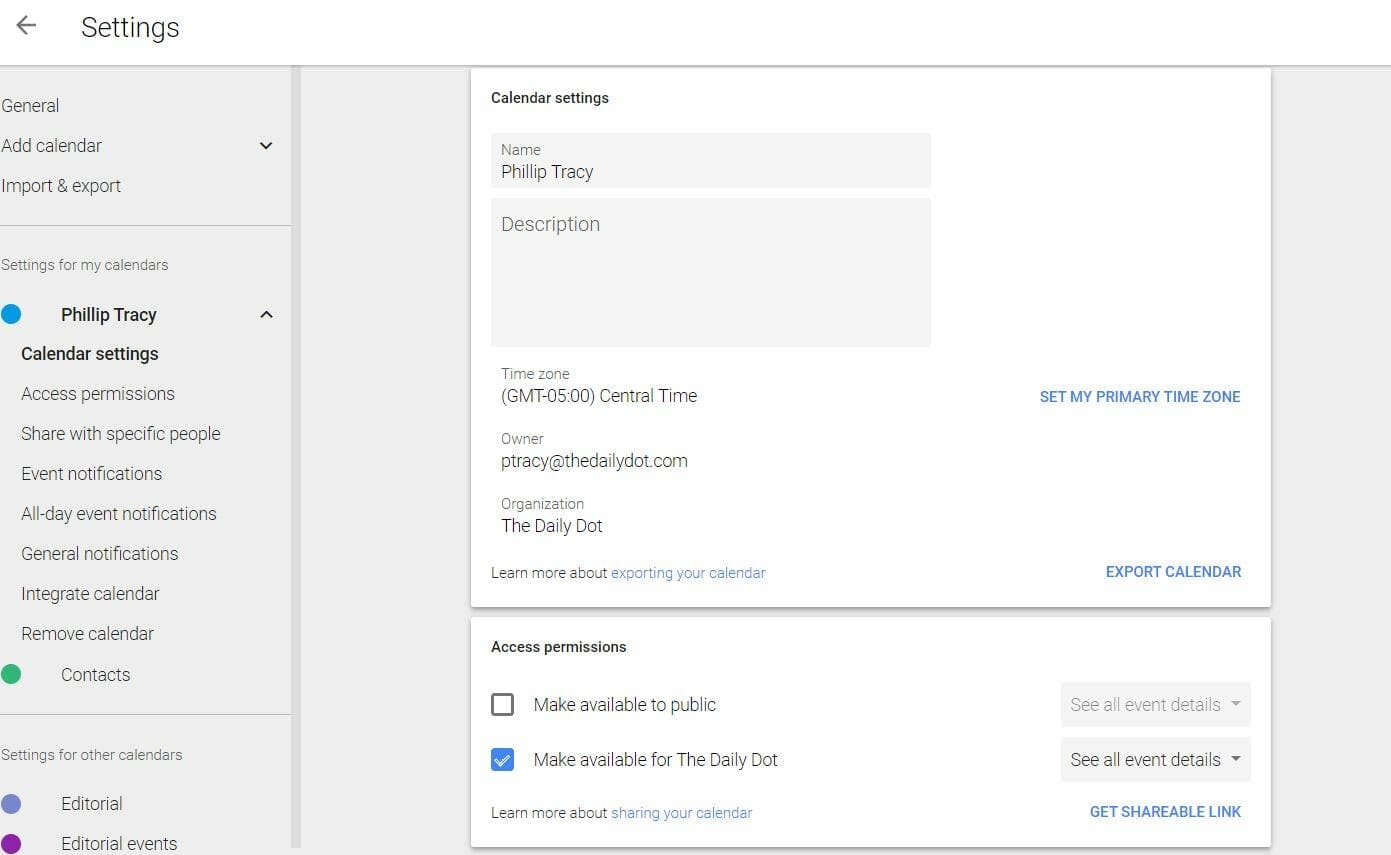 google calendar settings sharing