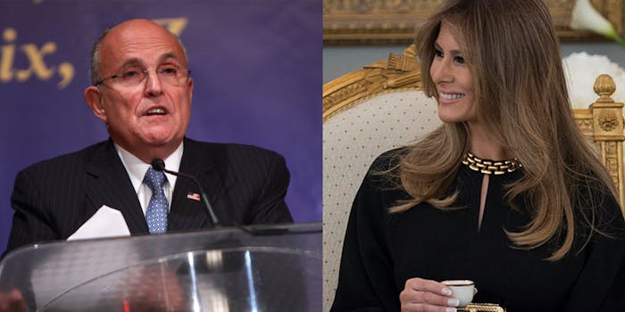 Melania Trump's spokesperson said the first lady has not spoken with Rudy Giuliani—about anything.