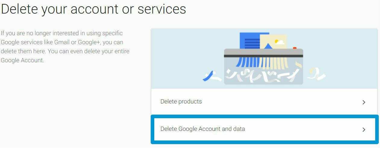 google delete account services