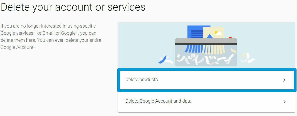google delete account product