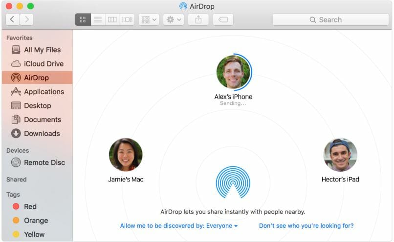 how to use airdrop between iphone and mac