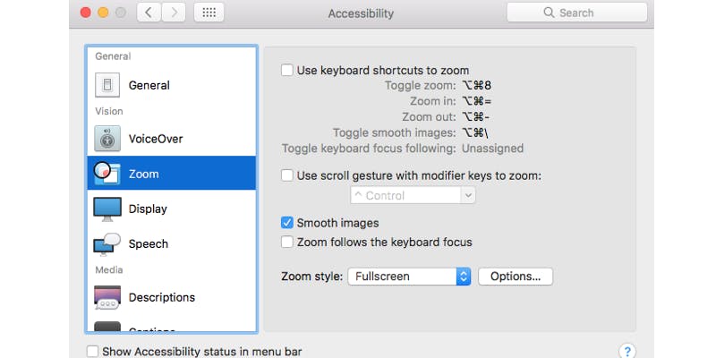 how to zoom in on a mac - accessibility settings