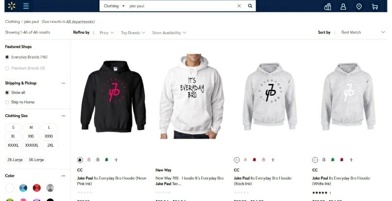 Jake Paul Walmart merchandise