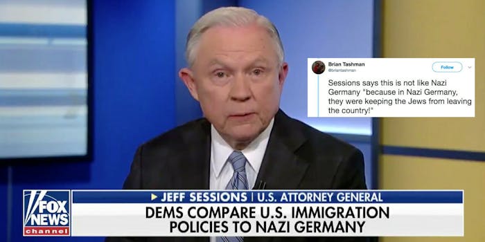 Jeff Sessions refutes assertion that his immigration policy is like Nazi Germany.