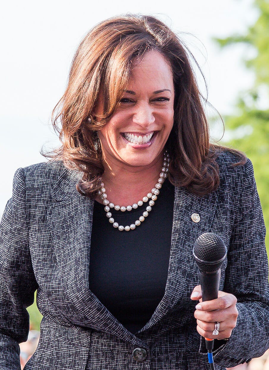 kamala harris 2020 with microphone at save our care rally