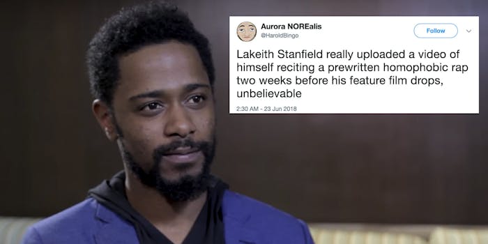 Lakeith Stanfield posted an Instagram video of himself rapping a 'freestyle' with anti-gay slurs in the lyrics.
