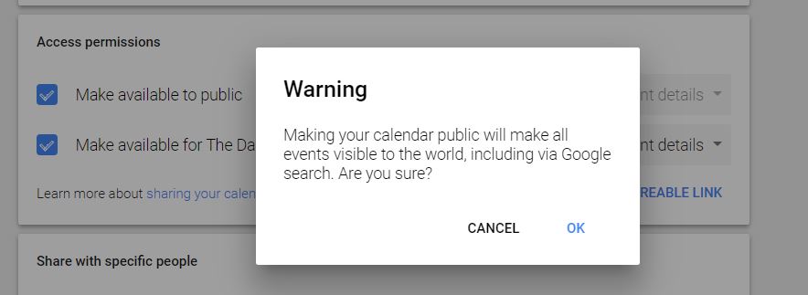 how to make google calendar public