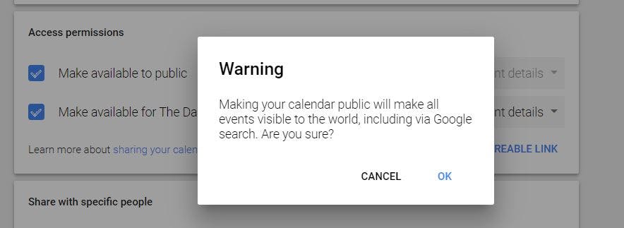 how to make google calendar public