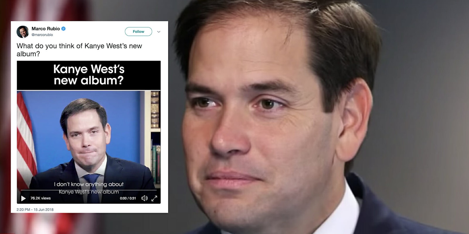 Marco Rubio tweeted a campaign video of him discussing Kanye West's album 'Ye.'