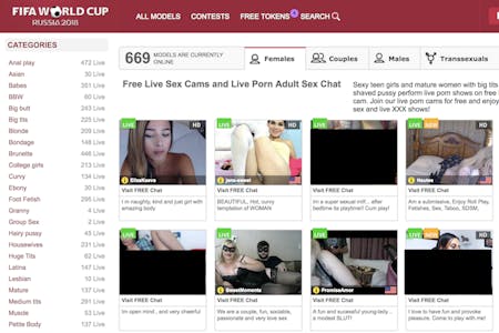Screenshot showing available models on one of the best cam sites : bongacams