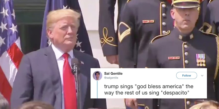 Trump fudges lyrics to 'God Bless America.'