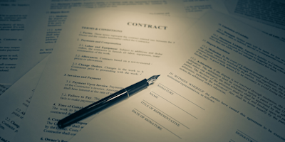 Paper contracts with pen