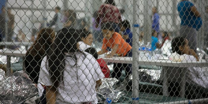 Immigrants at a U.S. Customs and Border Protection intake facility.