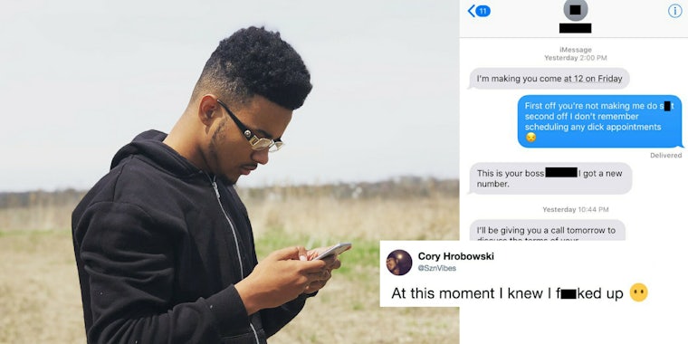 A Chicago teen accidentally texted his boss about a 'dick appointment' and has resigned.