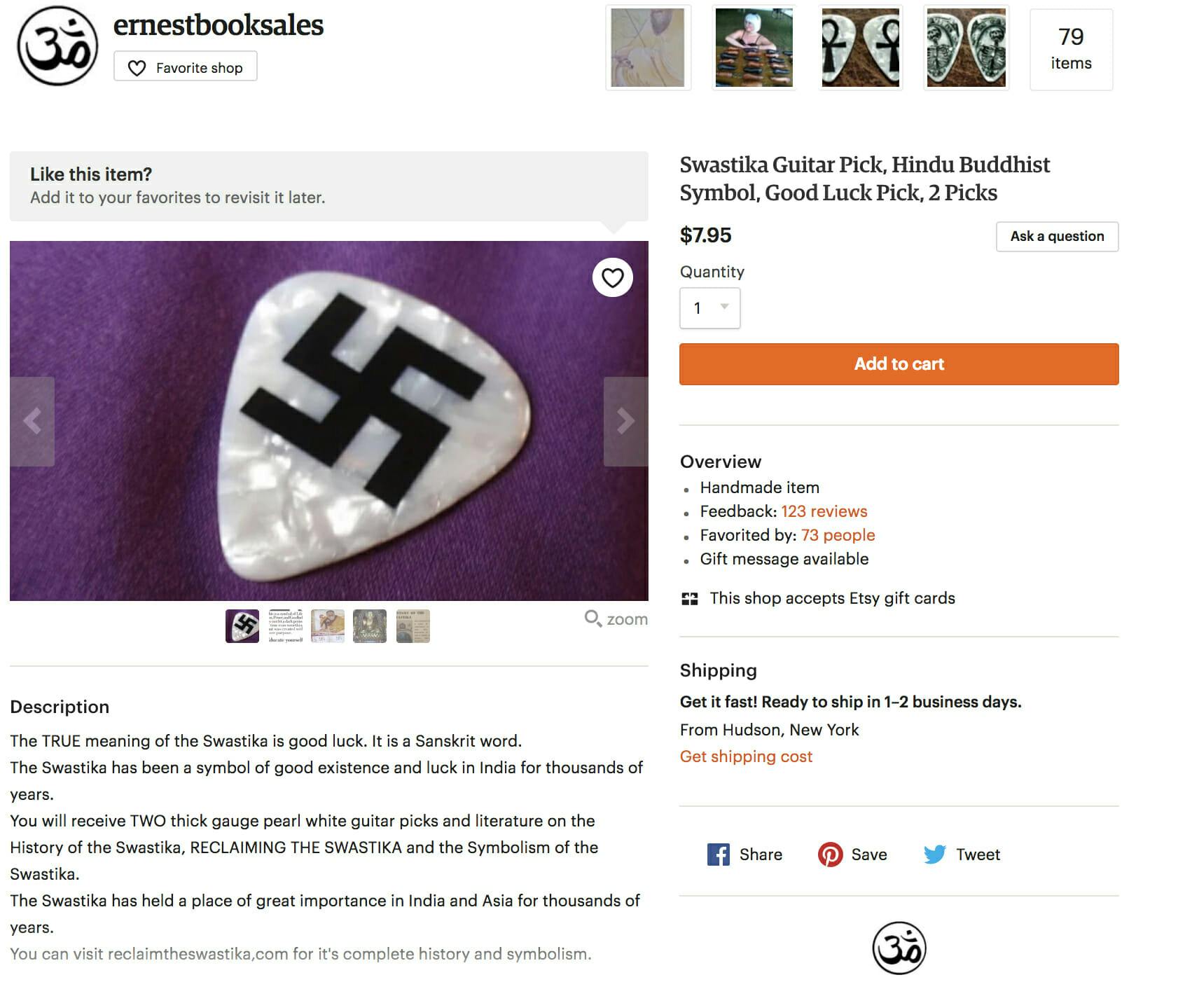 Items marked with swastikas are listed for sale on Etsy.