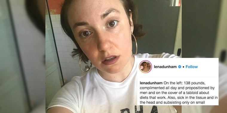 Lena Duhman explains how she feels about her weight on Instagram.