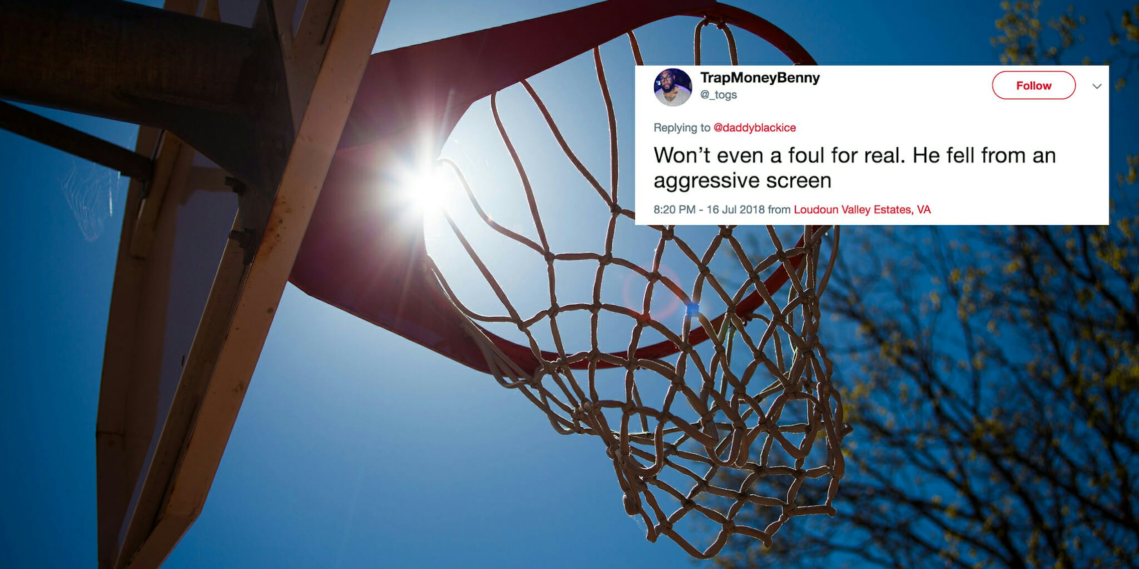 The police were called during a game of pickup basketball in Virginia.