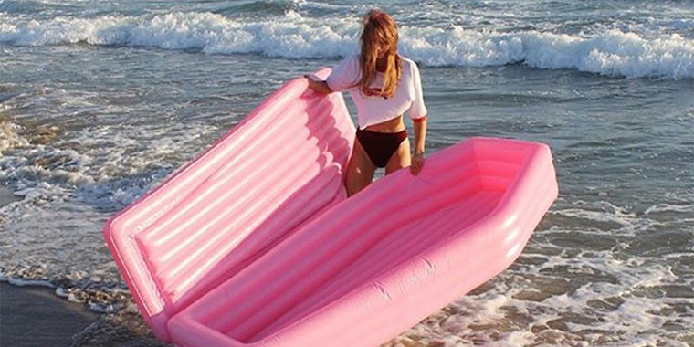 pink coffin float