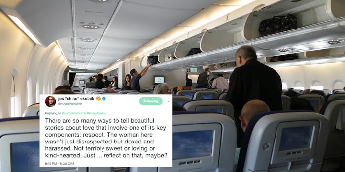 The woman at the heart of the 'Plane Bae' story has been forced off social media following harassment.