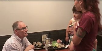 Kristin Mink confronts EPA director Scott Pruitt at a restaurant in Washington, D.C.