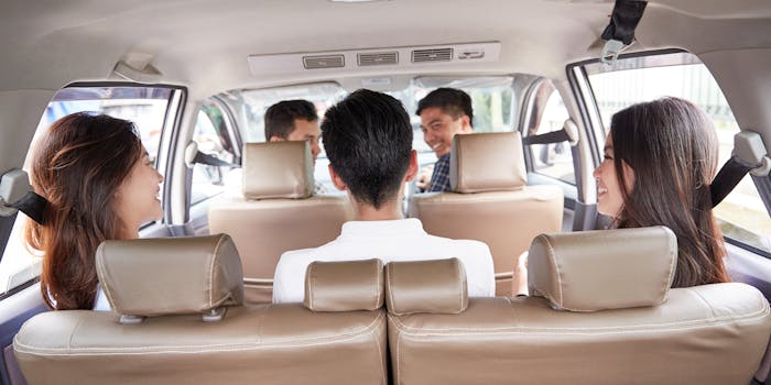 Four riders in an Uber