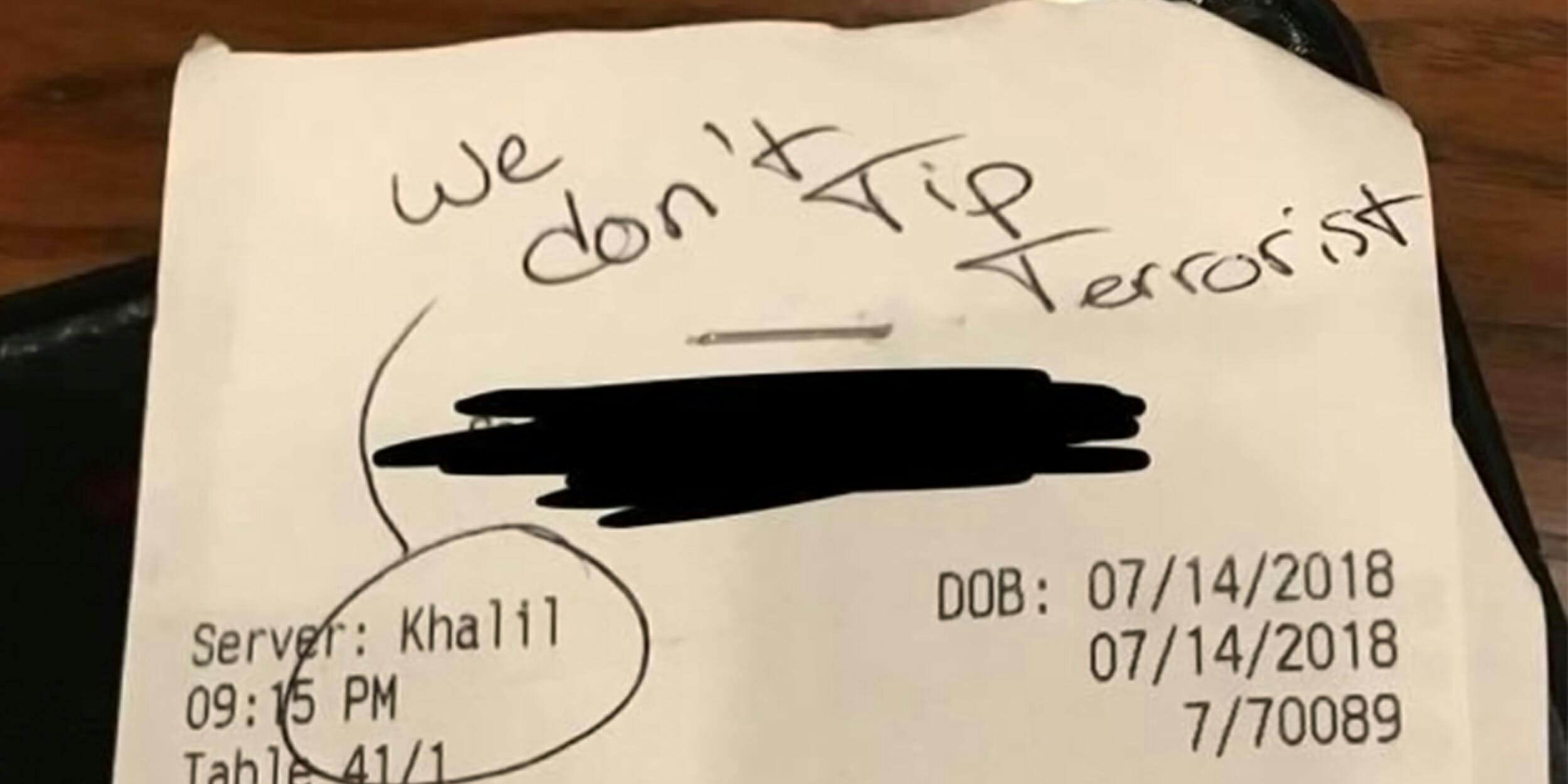 we don't tip terrorist receipt