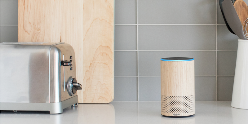 Amazon Echo on kitchen countertop