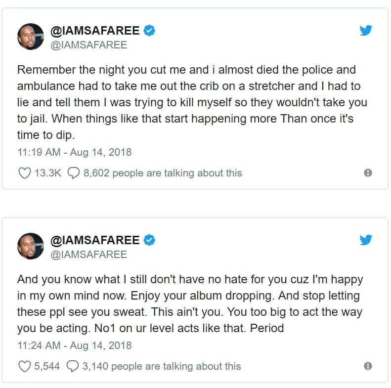 Just days following the release of her album “Queen,” Minaj has already embroiled herself in a Twitter war with her ex of 12 years, rapper and Love & Hip Hop star Safaree Samuels. Alongside allegations concerning a stolen credit card, songwriting credits, and fake hairlines, the two also accused each other of domestic abuse.