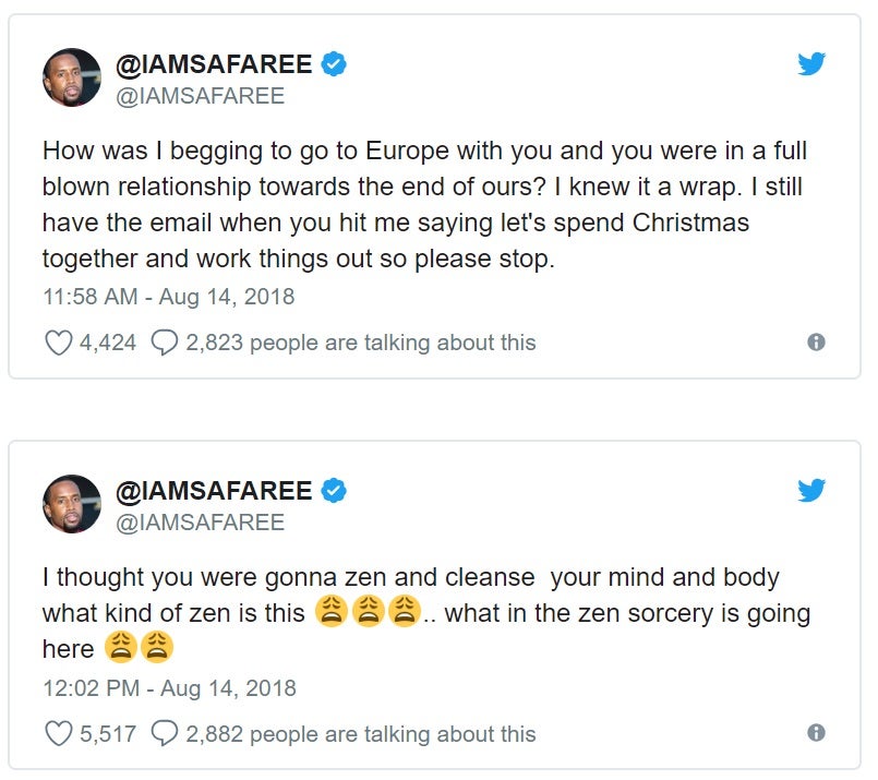 Just days following the release of her album “Queen,” Minaj has already embroiled herself in a Twitter war with her ex of 12 years, rapper and Love & Hip Hop star Safaree Samuels. Alongside allegations concerning a stolen credit card, songwriting credits, and fake hairlines, the two also accused each other of domestic abuse.