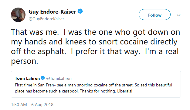 Fox News commentator Tomi Lahren blamed liberals for San Francisco becoming a 'cesspool' on Monday after she apparently visited the city for the first time.