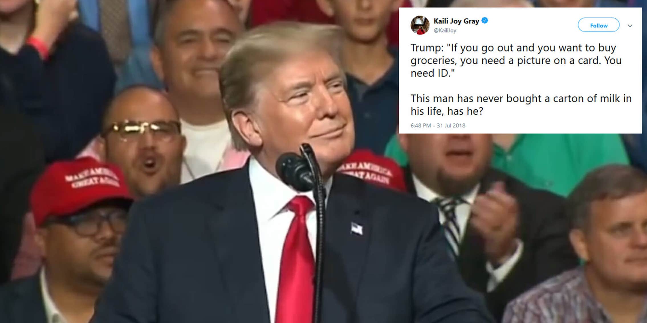 Trump Tells Florida Crowd You Need An ID To Buy Groceries (You Don't)