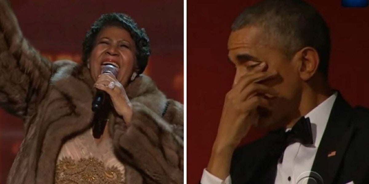 Aretha Franklin Barack Obama crying