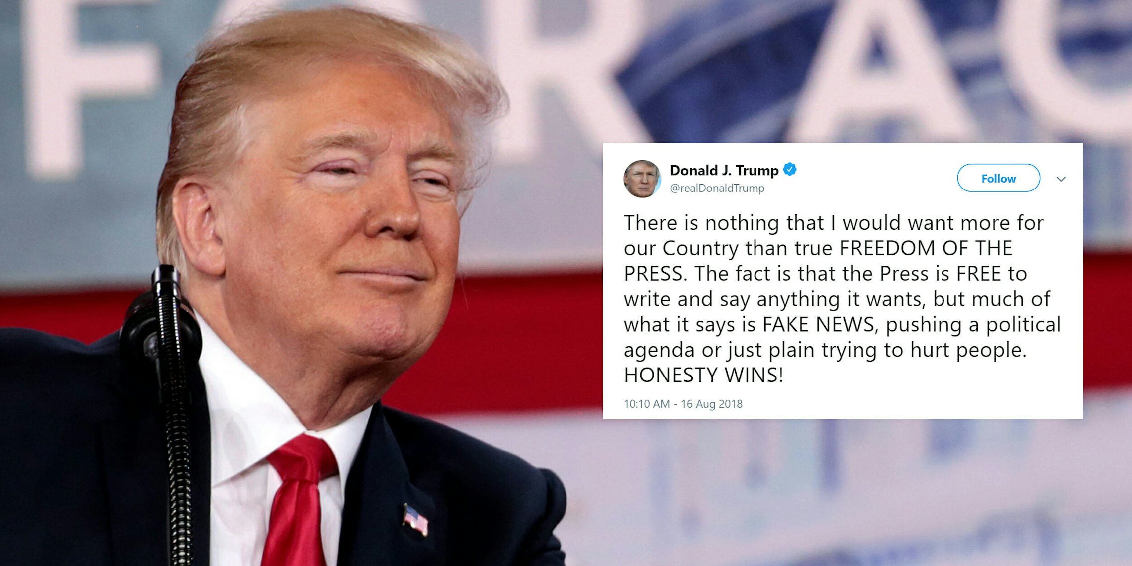 donald trump free press fake news tweet