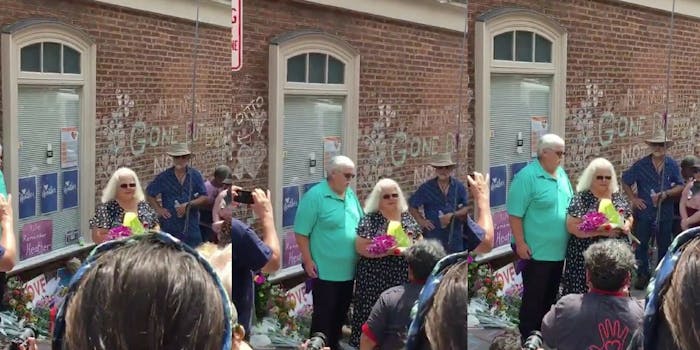 Heather Heyer's mother speaking at the memorial of her death in Charlottesville, Virginia.