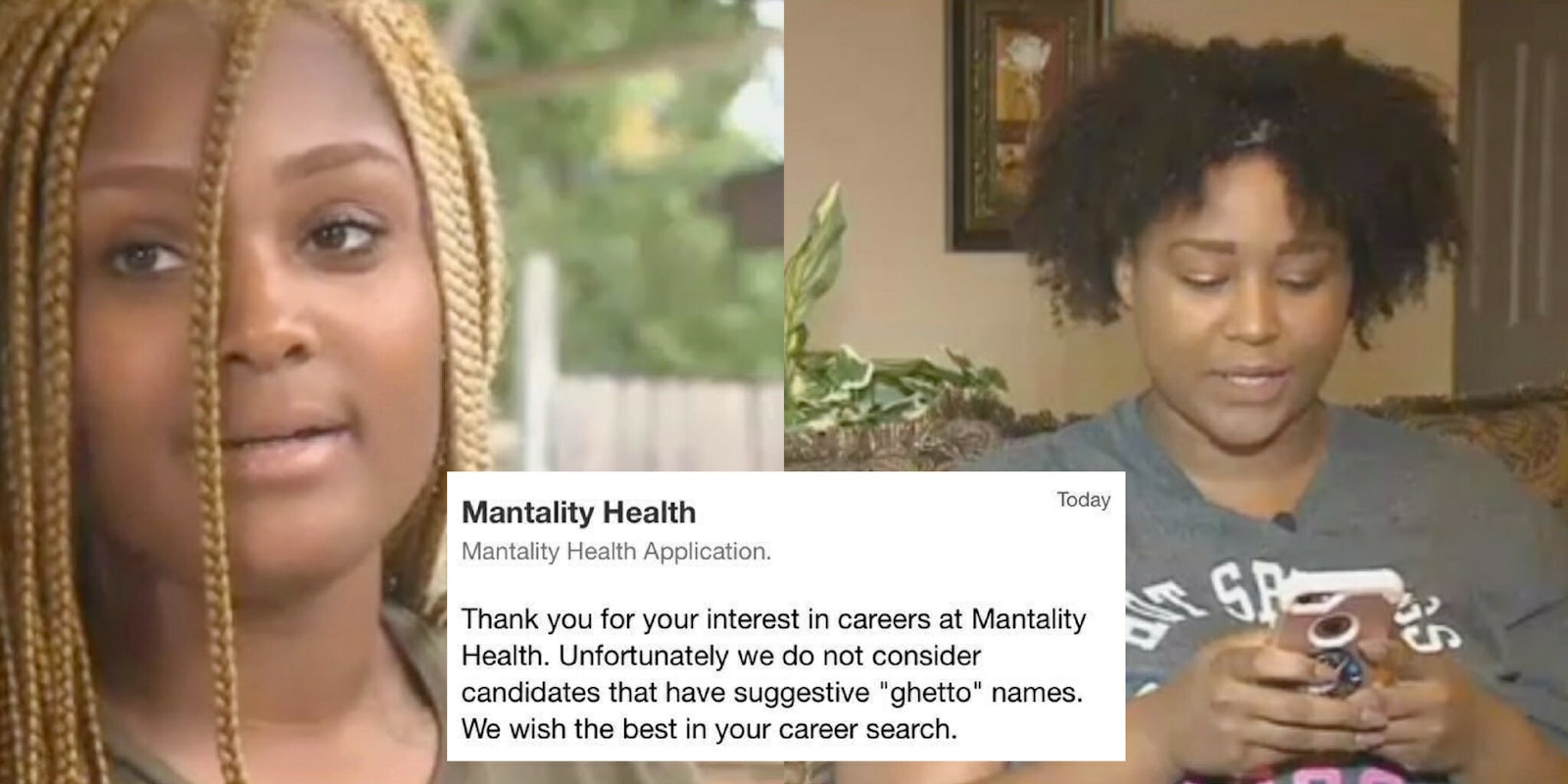 Mantality Health job applicants were told they couldn't be hired because of their 'ghetto' names.