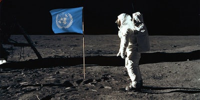 neil armstrong apollo 11 moon landing UN flag