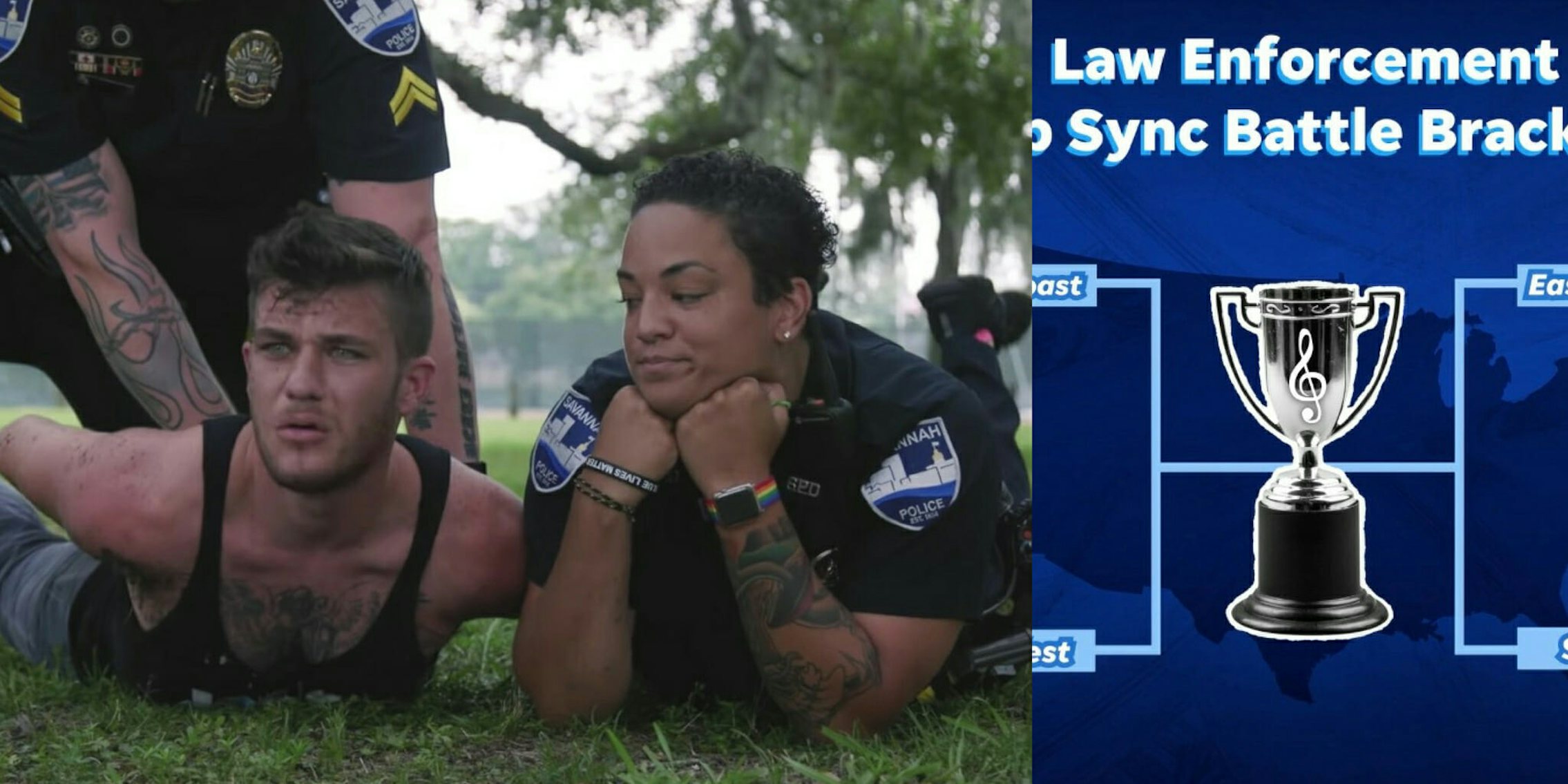 Police compete in 'USA Today's lip sync challenge bracket.