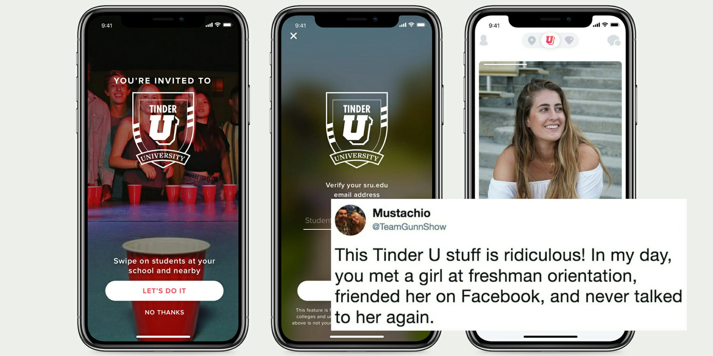 The Tinder U interface for college students.