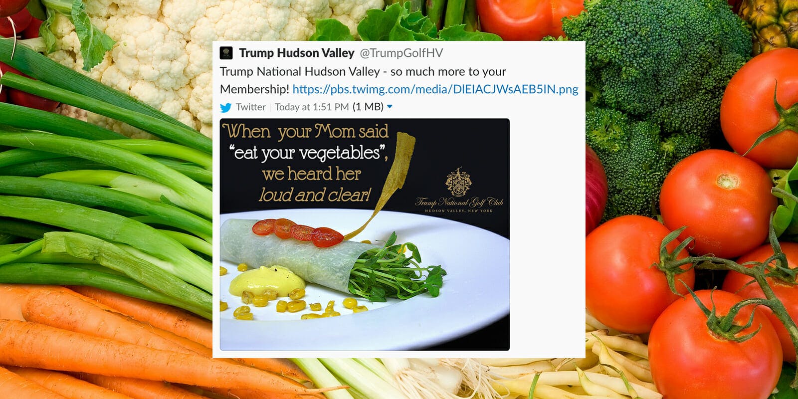 Twitter Roasts Trump Golf Club over Pitiful Plate of 'Vegetables