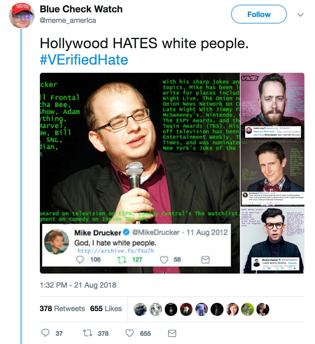 #VerifiedHate accuses verified liberal users of being racist.