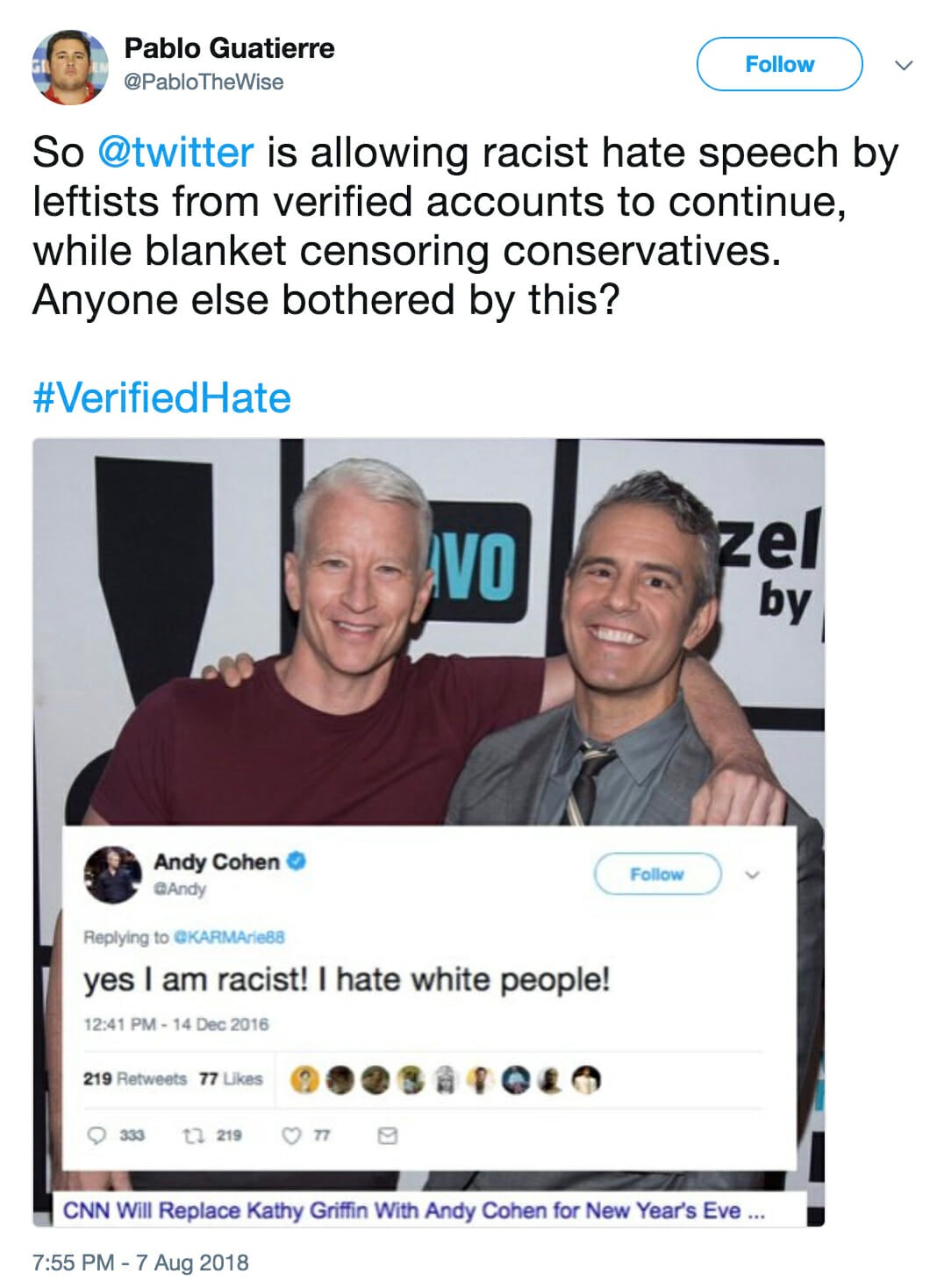 #VerifiedHate accuses verified liberal users of being racist.