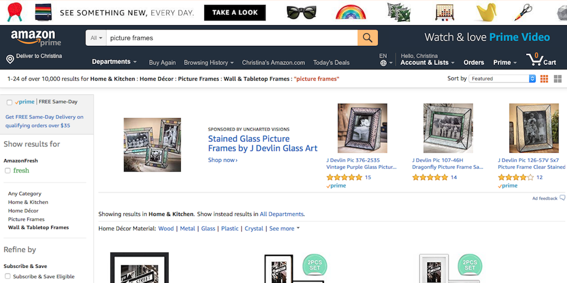 Amazon ad strategy, inserting ads at the top of search results