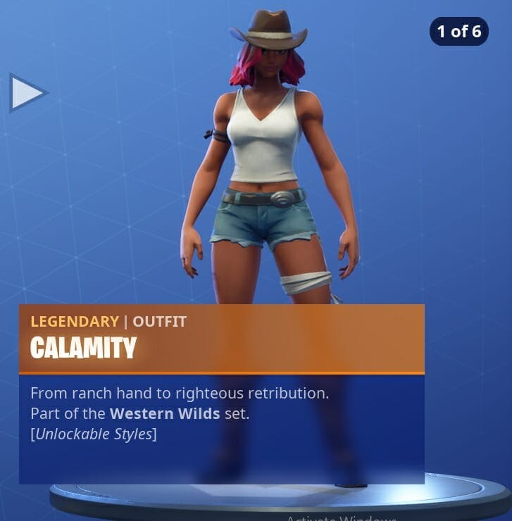Calamity is one of the first two skins available right away in Fortnite: Battle Royale's Season 6 Battle Pass.
