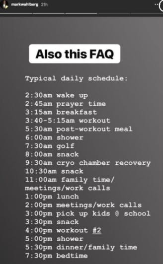 mark wahlberg daily routine