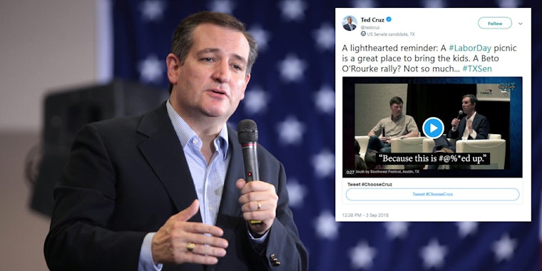 Sen. Ted Cruz released an ad on Labor Day that attacked his Democratic midterm opponent Beto O'Rourke for cursing during public events in the past.