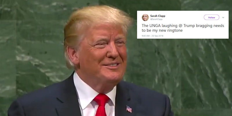 The UNGA laughed at President Donald Trump's remarks on Tuesday.