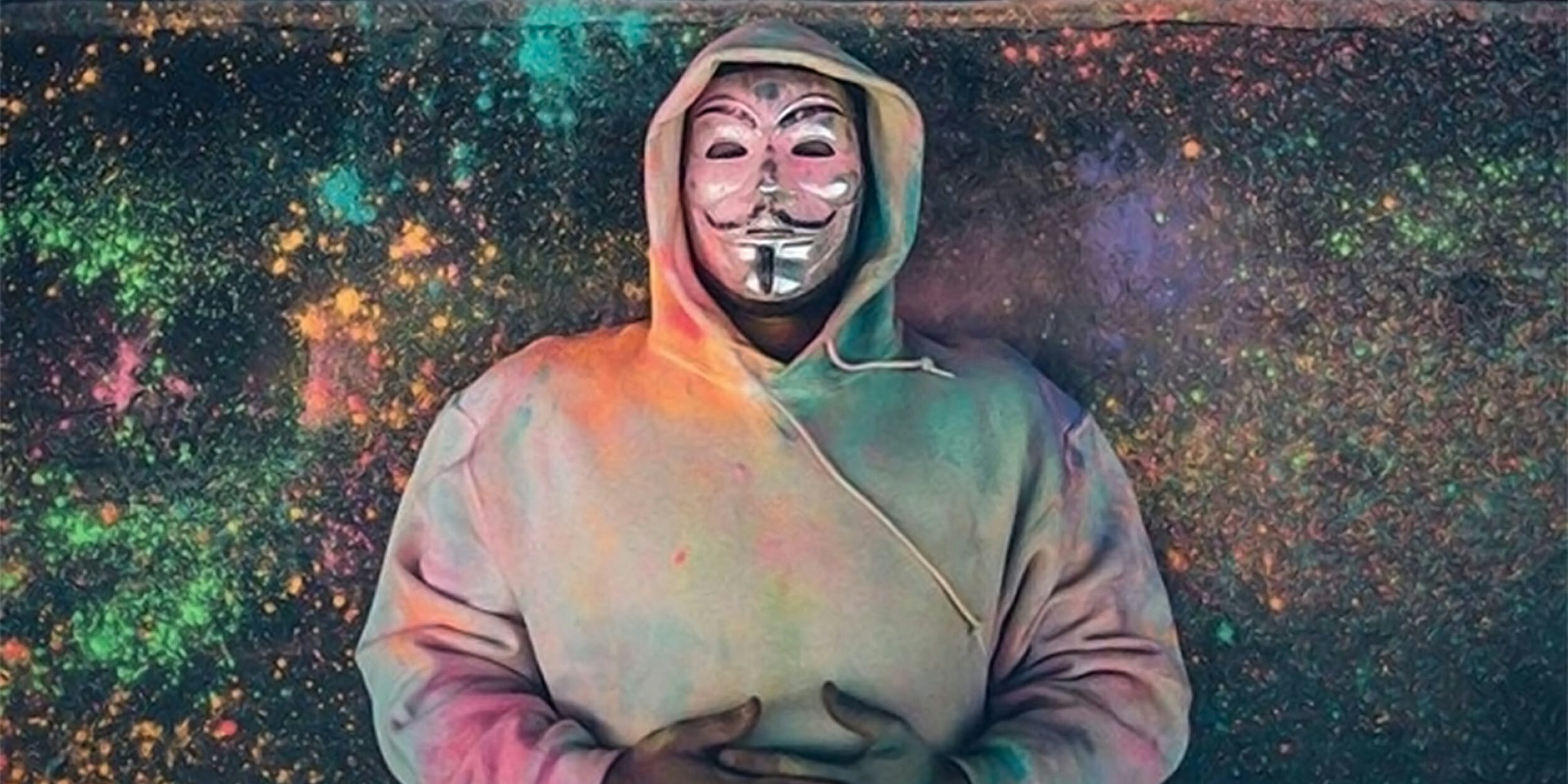 atticus guy fawkes mask graffiti artist